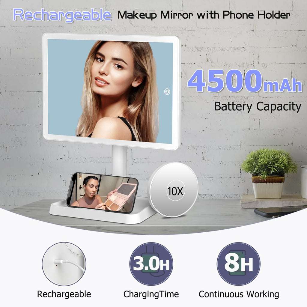 Large Makeup Vanity Mirror with Lights & 96 LED,White