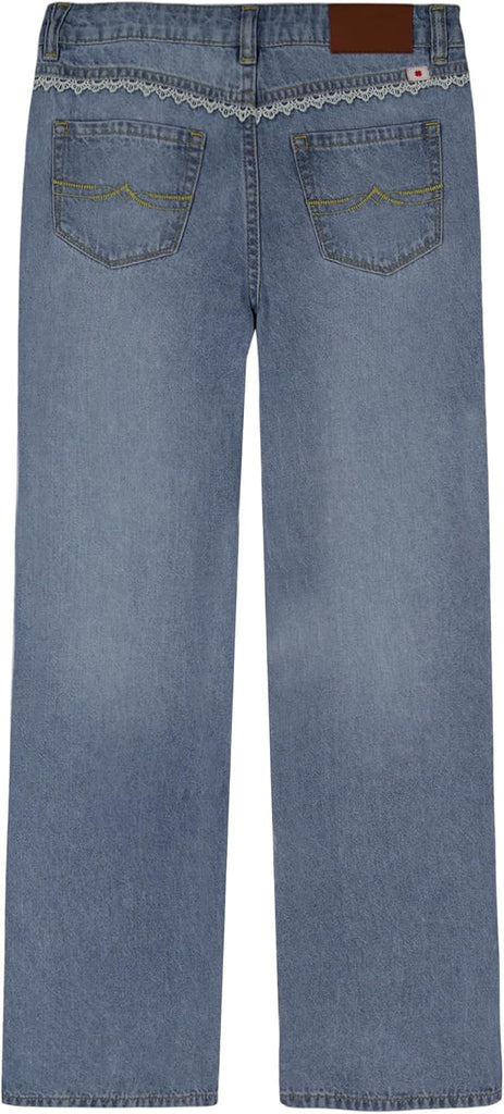 Girls' Mid Rise Flare Stretch Denim Jean, Zipper Fly & Button Closure