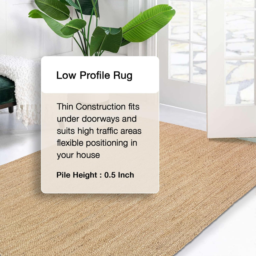 Hand Woven Natural Jute Braided Rug - 6' Round | Rustic Boho Farmhouse Reversible Area Rug