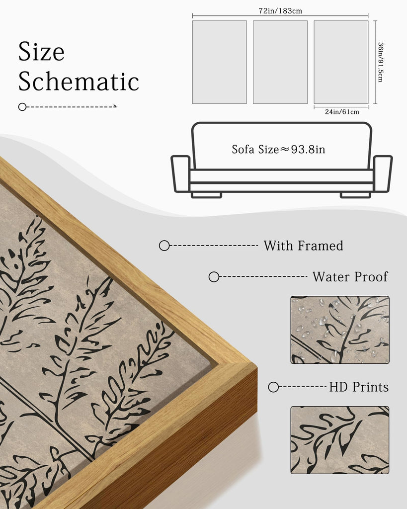 Vintage Botanical Framed Wall Art 24x36in Natural Framed