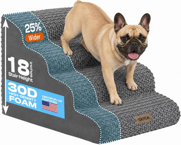 Extra Wide Dog Stairs for Bed and Couch, 4-Step Foam Ramp for Dogs
