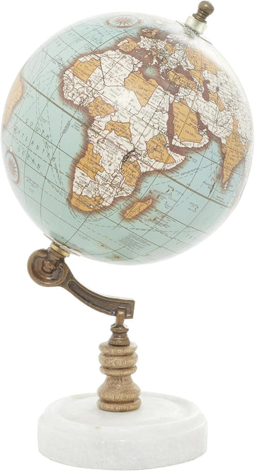 Marble Globe with Marble Base, 7" x 7" x 11", Teal