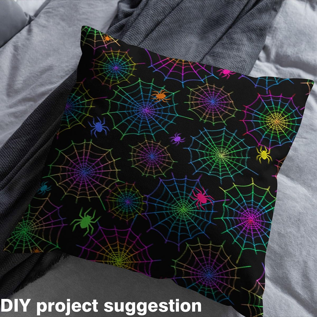 Spider Web Soft Polyester No Stretch Fabric Halloween Spider DIY Sewing Fabric by The Yard Abstract Colorful Spiders