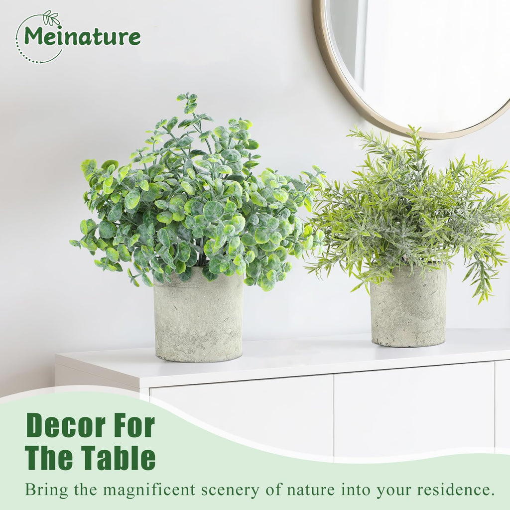 3 Pack Life-Like Potted Fake Plant, Artificial Plants Indoor, Artificial Frost-Hung Green Plants, No Need for