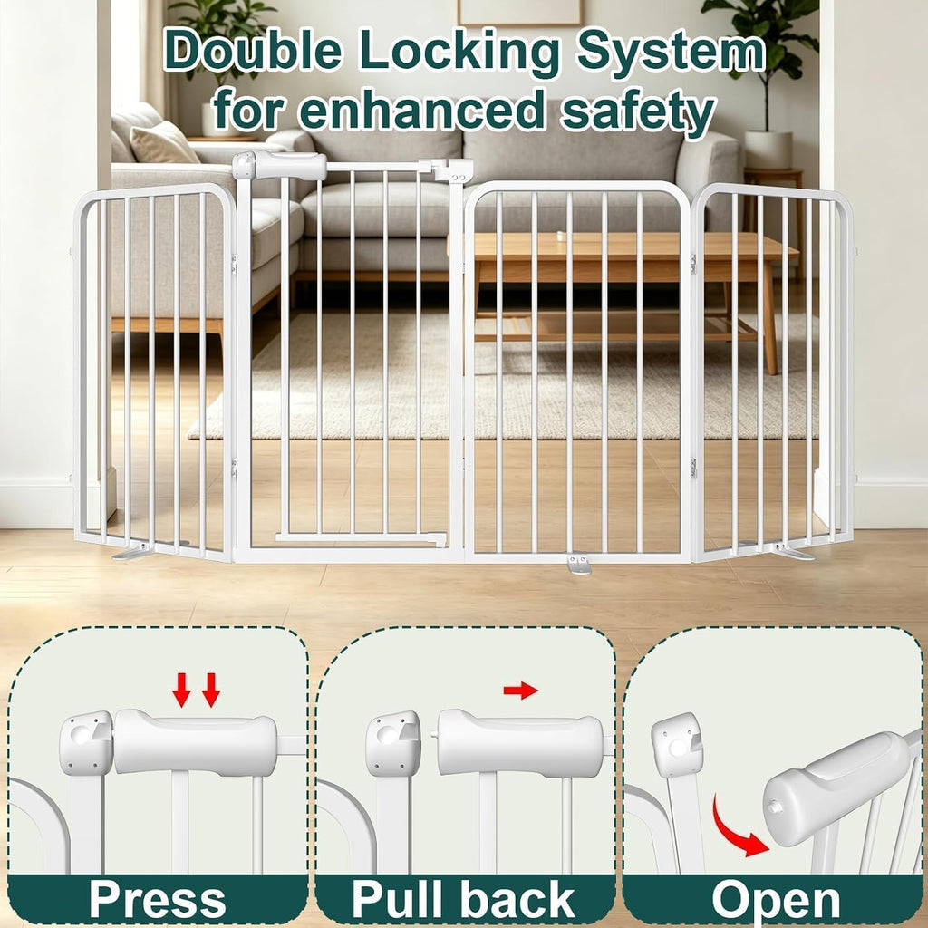 Heavy-Duty Freestanding Dog Gate 106" Wide 30" Tall 6 Panels