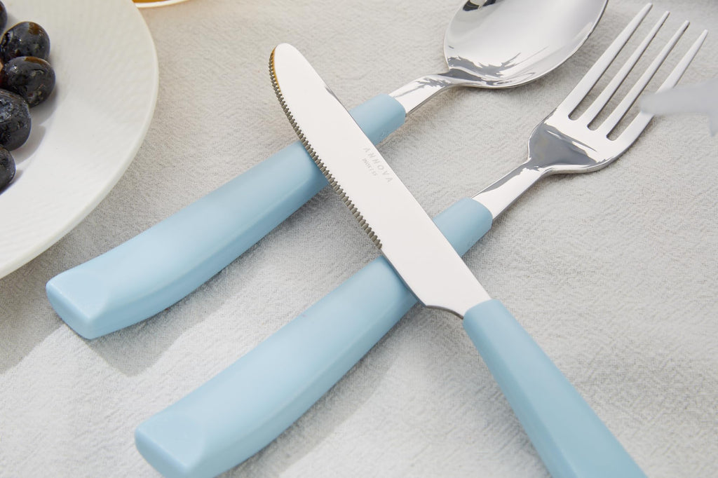 Silverware Set Stainless Steel Colorful Handle Tableware Kitchen Flatware Set Utensils, Includes Dinner Knives