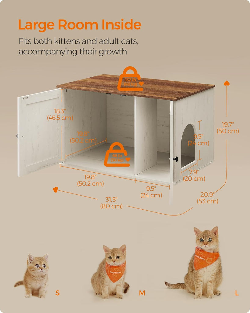 Cat Litter Box Enclosure, End Table, 31.5 x 20.9 x 19.7 Inches