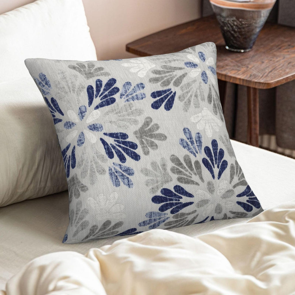 Boho Navy Blue Floral Dahlia Pillow Covers 22x22 Inch Set of 2