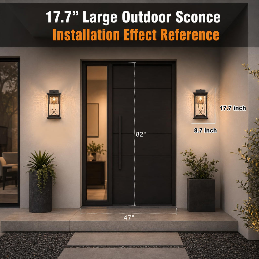 18" Extra Large Outdoor Sconce with photocell Sensor Coach Lantern Modern Large Exterior Light Fixture Waterproof