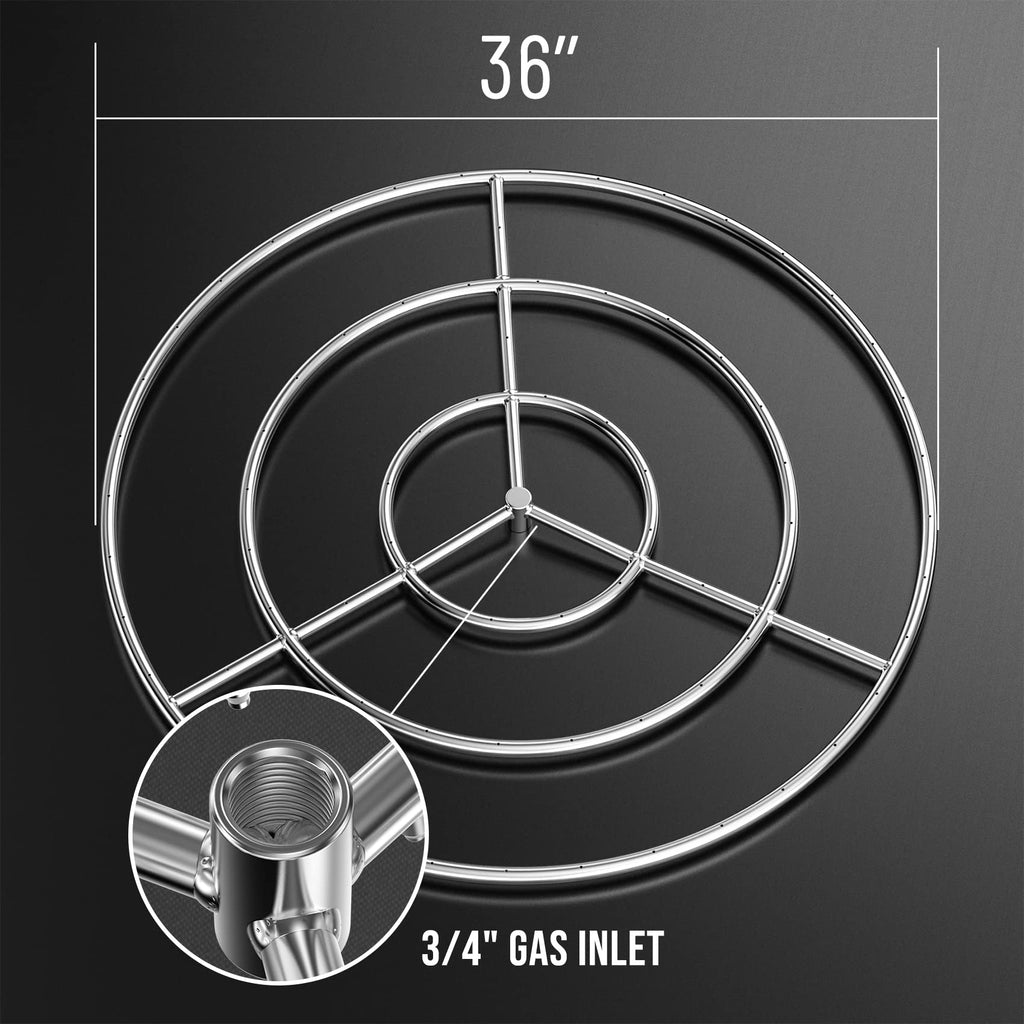 36-Inch Round Fire Pit Burner Ring, 304 Stainless Steel