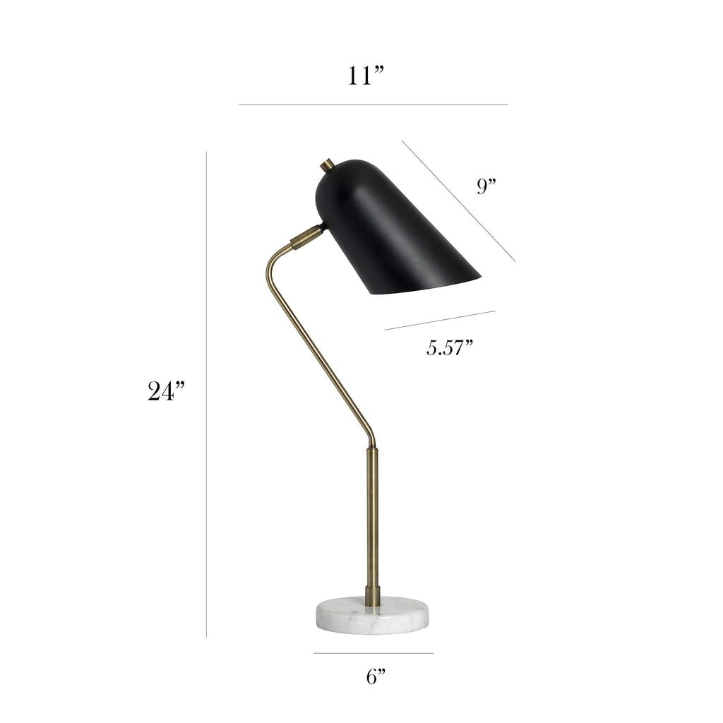 Antique Brass and Marble Base Arched Desk Lamp