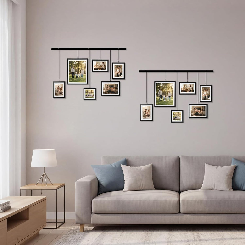 Exhibit Picture Frame Gallery Set, Wall Hanging Collage Frame for Various Sizes 4x4, 4x6, 5x7, 8x10 Inch Photos, Black