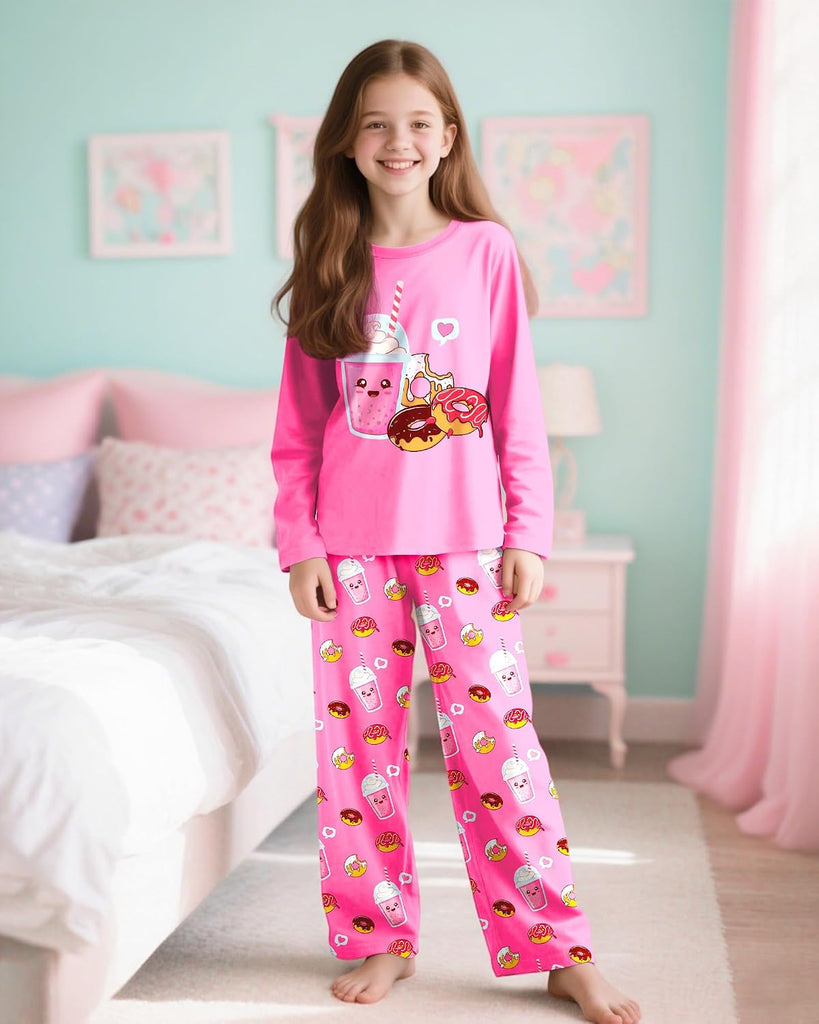 Girls Pajamas Piece Pjs Set Kids Long Sleeve and Pants Jammies Casual Wear Girls' Sleepwear Lounge Clothes Big Kid
