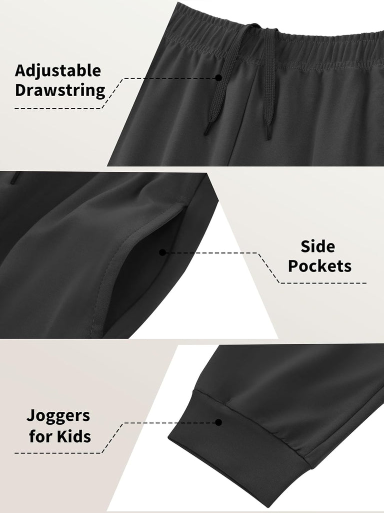 4 Pack Boys Sweatpants Athletic Joggers Pants for Youth Kids