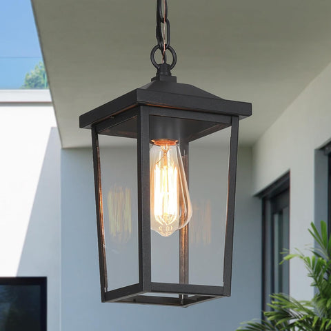 Outdoor Pendant Light Fixture, Farmhouse Exterior Anti-Rust Hanging Lights with Adjustable Chain