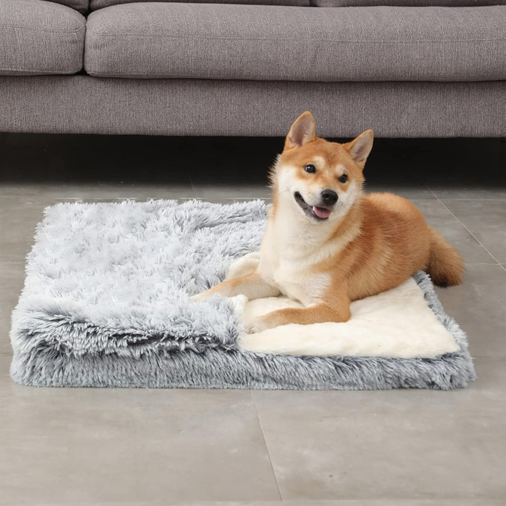 Dog Bed with Cover Cave, Orthopedic Dog Bed with Blanket, 33.5 * Rectangle Pet Crate Cozy Cuddler Mat