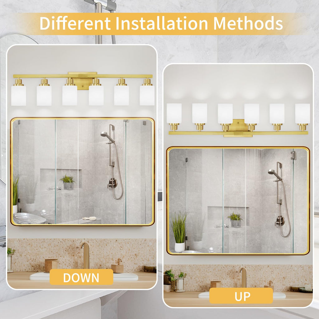 6 Light Gold Bathroom Vanity Light Bathroom Light Fixture 36.8in