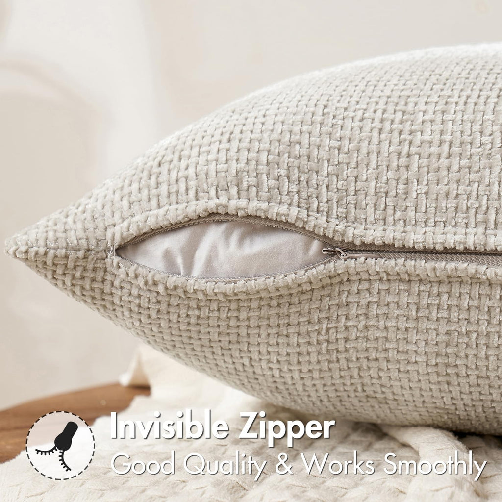 Pack of 2 Couch Throw Pillow Covers 18x18 Inch Neutral Beige Modern Boho Accent Decorative Pillow Covers Soft