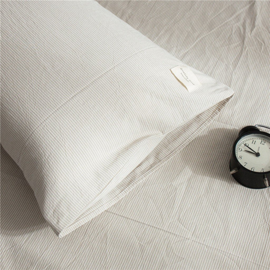 3-Piece 100% Washed Cotton Duvet Cover Simple Style Bedding Set with Zipper Closure - Ultra Soft and Easy Care