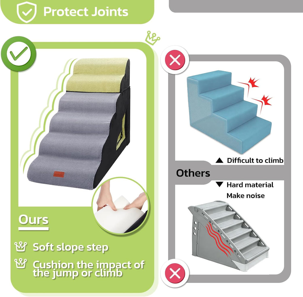 6 Steps 30 inches Height Dog Stairs for Bed for Small& Older Pets