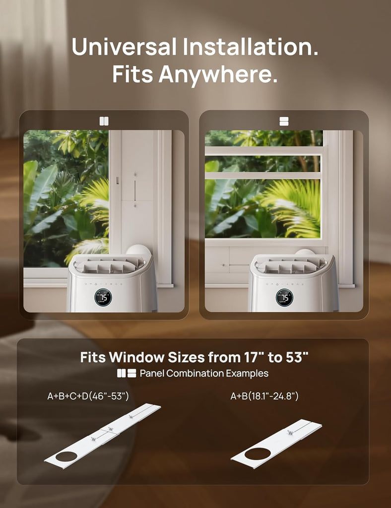 Portable Air Conditioner 515S, 12000 BTU ASHRAE (8000 BTU DOE) Smart AC Unitwith Drainage-free Cooling