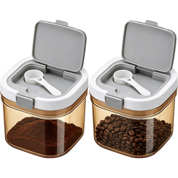 Airtight Coffee Canister with Scoop, 2Pcs Coffee Bean Storage Container Set