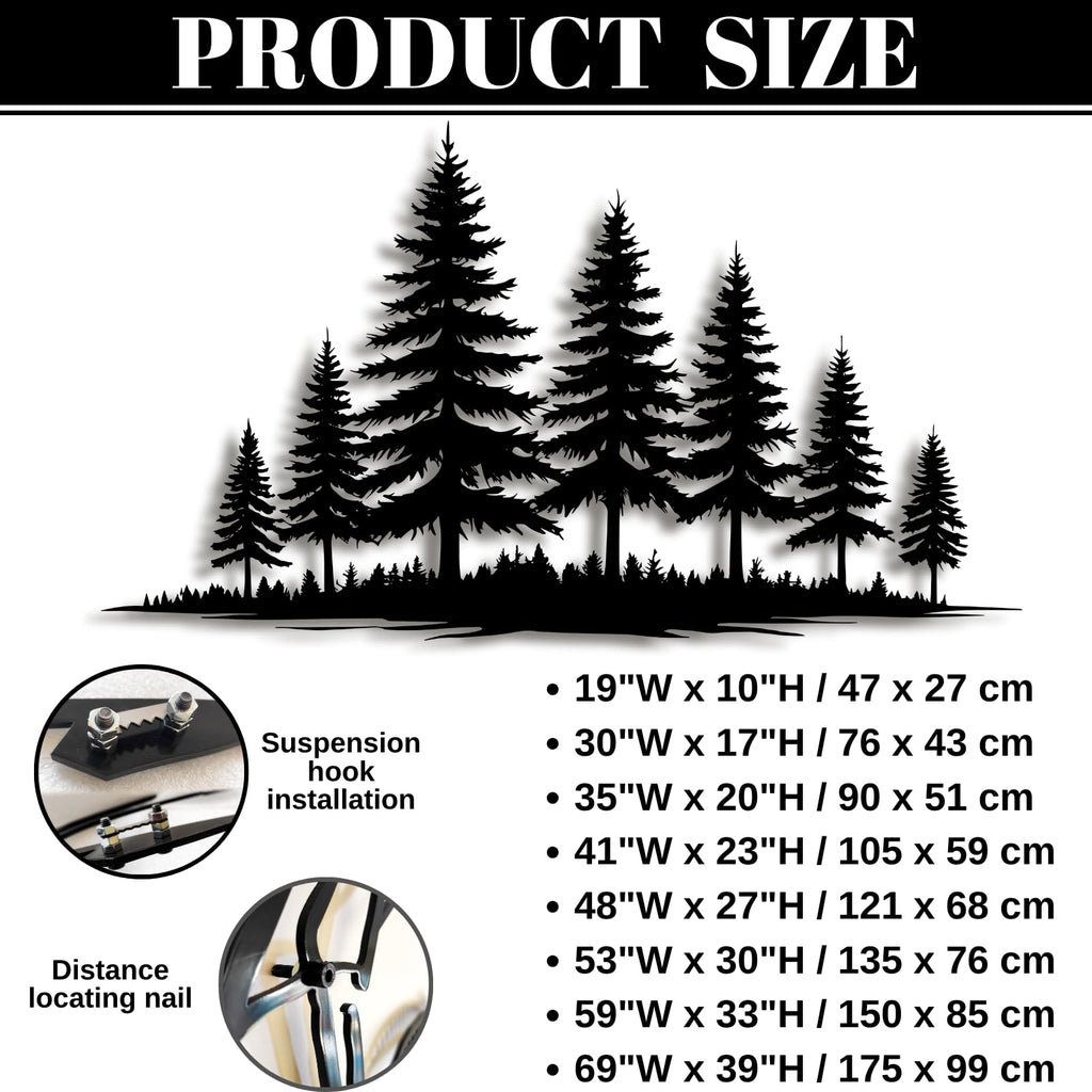 Metal Pine Tree Wall Art, Metal Forest Wall Art, Pine Branch Wall Decor, Christmas Tree Wall Decor, Forest Wall