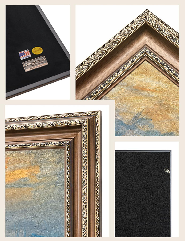 Claude Monet Wall Art Framed, Impression Sunrise, 25x21