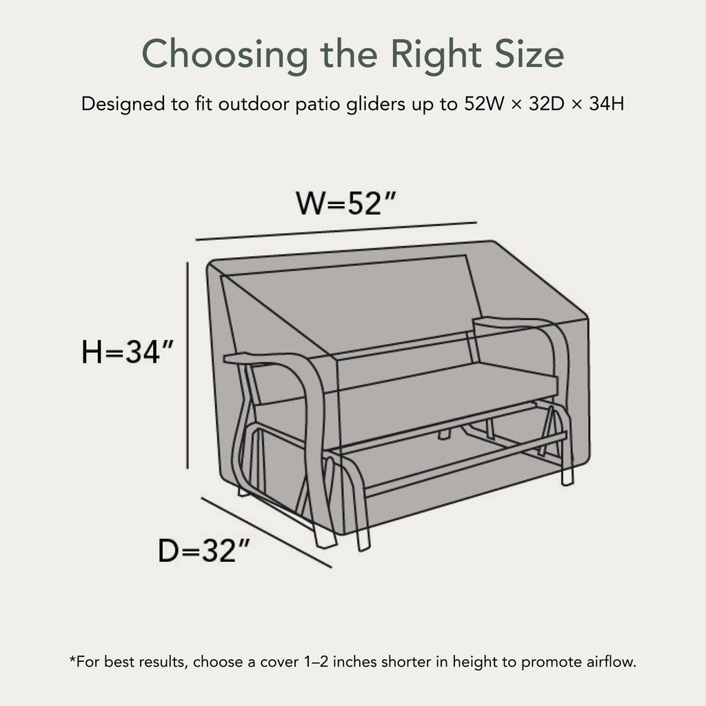 Classic Outdoor Glider Cover - 52W"x32D"x34H" - Water Resistant