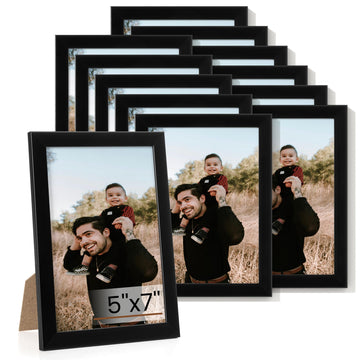 5x7 Picture Frame Set of 12, Photo Frames Display Pictures 5"x7", Black Picture Frames 5x7 Wall Gallery Collage Wall