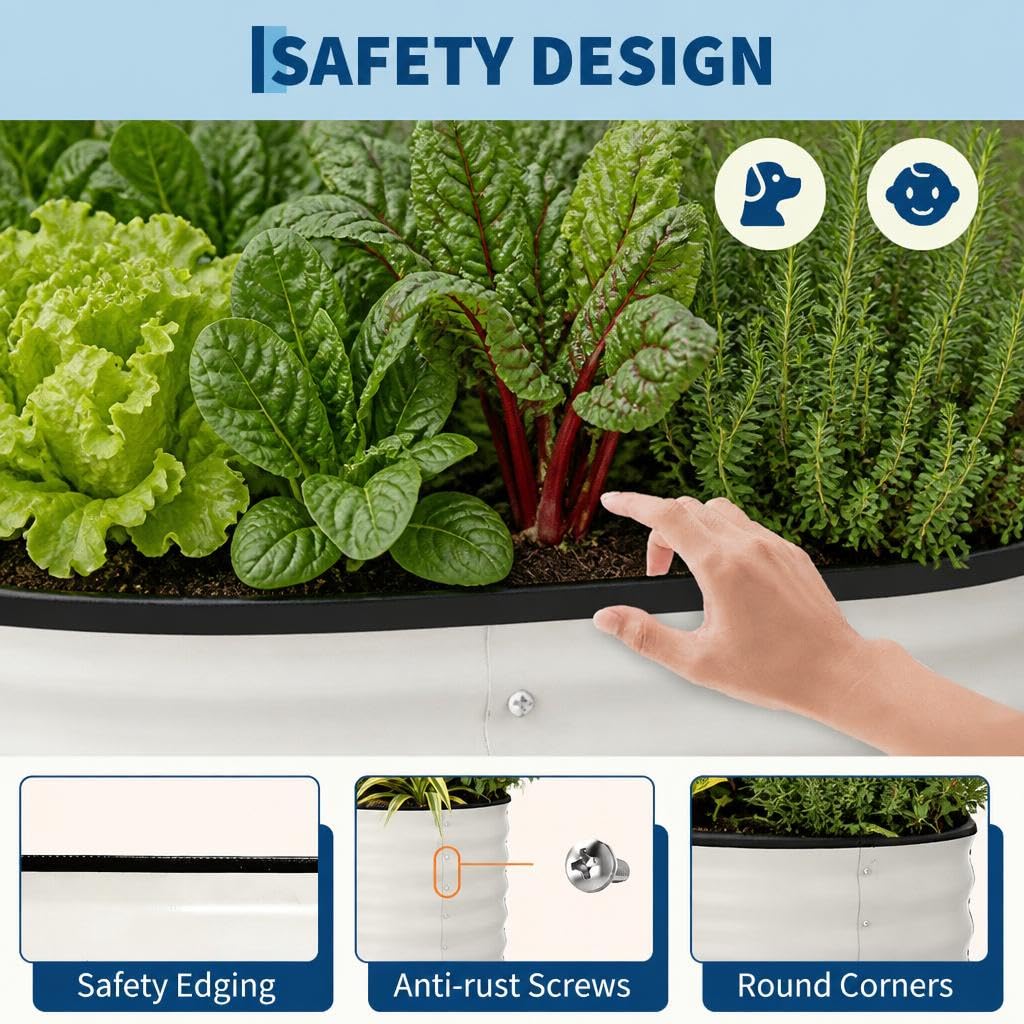2 Pack 4x2x2ft Galvanized Raised Garden Bed, Oval Metal Planter Box