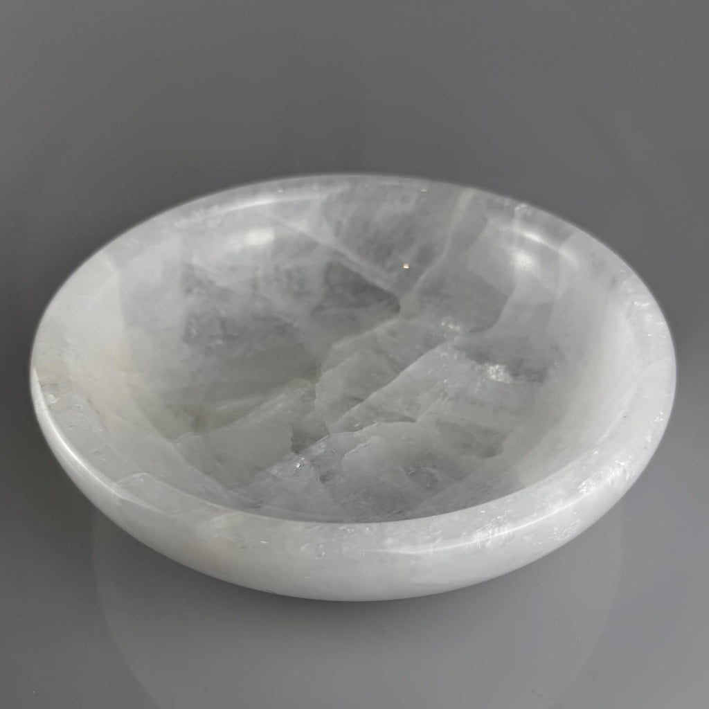 Calcite Stone Bowl, Pure White, Natural Marble Crystal 20cm | Crystals Charging, Hand Carved, Decorative Centerpiece