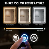 24"x 36" LED Bathroom Mirror with Lights, Anti-Fog, Dimmable, Lighted Vanity Mirror with Tempered Glass, Memory