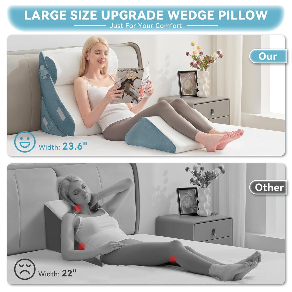 4PCS Orthopedic Bed Wedge Pillow Set for After Surgery, Memory Foam Support Pillow for Back, Neck and Leg Pain