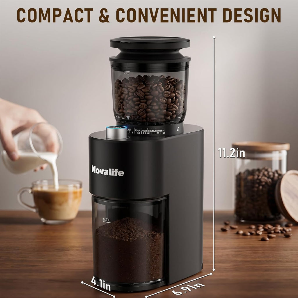 Coffee Grinder, Electric Coffee Bean Grinder with Anti-Static Design, 38 Settings Burr Grinder, 60S Timer, Espresso