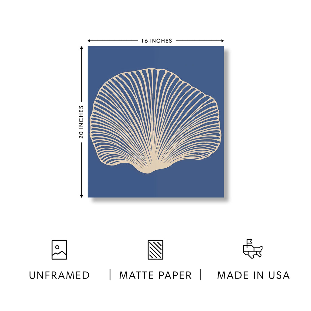 Beach Wall Art - Coastal Art Print, Beachy Wall Decor for Ocean-themed Bedroom, Modern Coastal Beach Painting(Shell