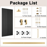 36 in.x 84 in. Bifold Barn Door, 1 Panel Vinyl Wrapped Textured Black Bifold Closet Door, Hollow Cor