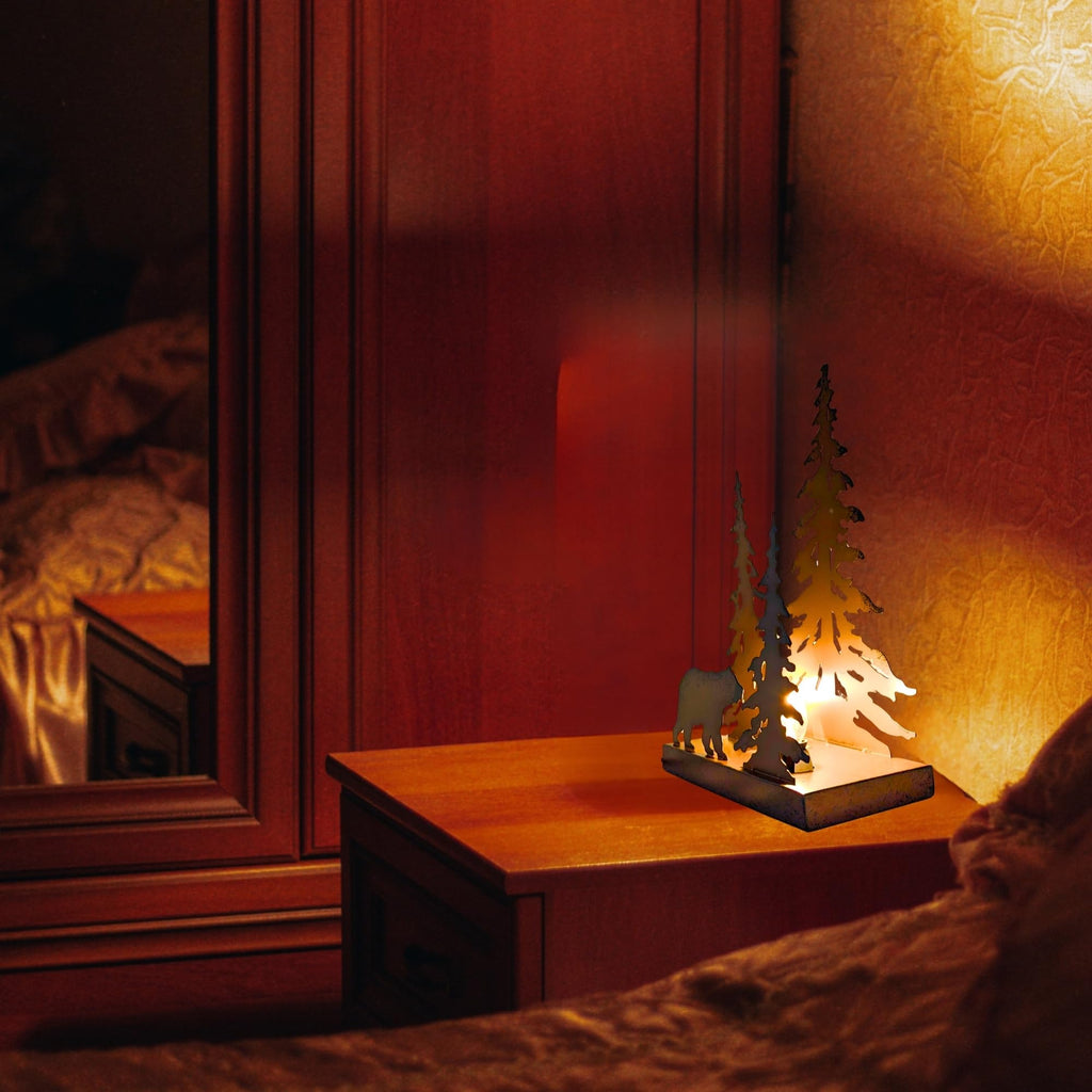 Metal Bear Silhouette Table Lamp - Forest-Inspired Night Light for Cabin, Lodge, and Woodland Décor