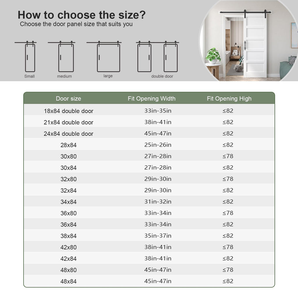 48x84 inch White Barn Door with 8FT Sliding Door Hardware Kit Included & Handle, MDF, Solid PVC Surface, DIY