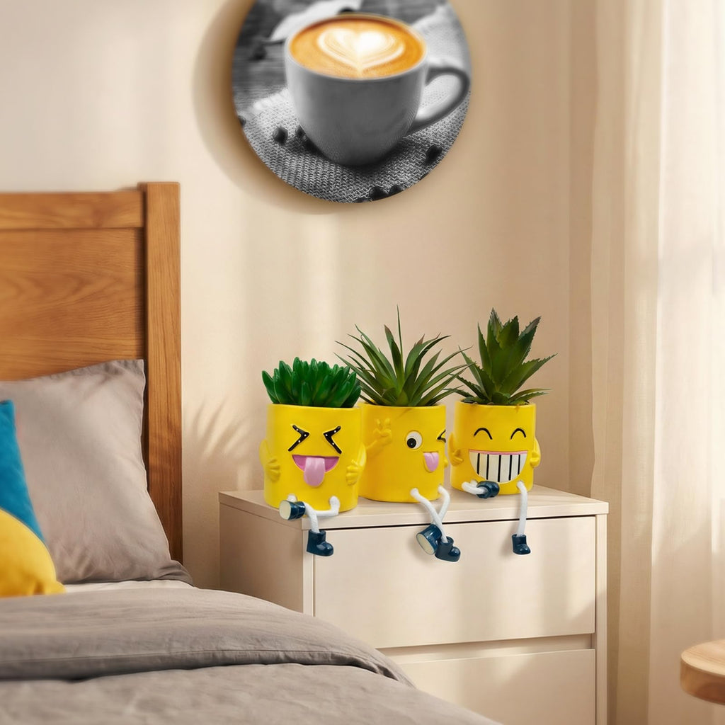 3Pcs Cute Fake Plants Small Potted Succulents with Yellow Pot, Creative Artificial Succulent Plants in Hanging Leg