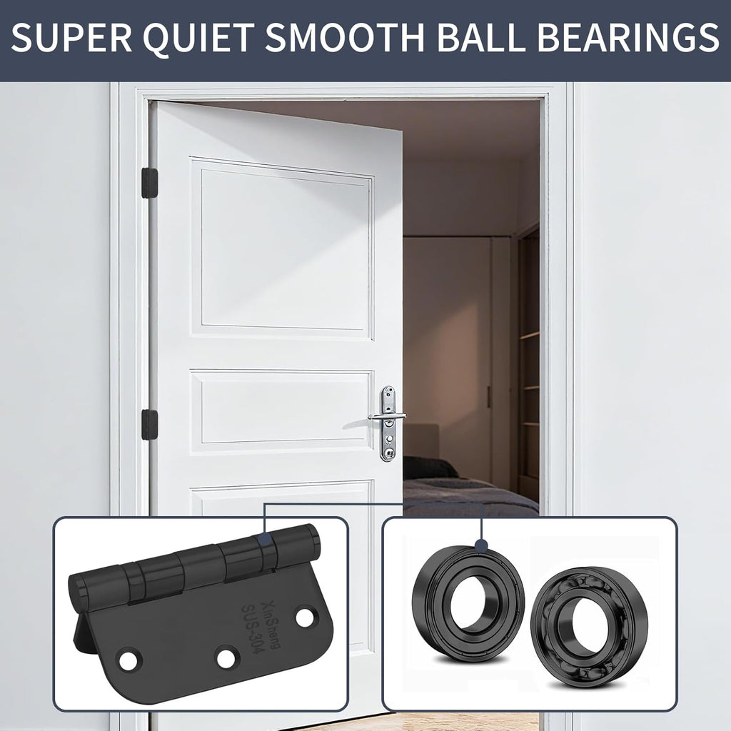3.5" Heavy Duty Door Hinges XinSheng 304 Stainless Steel 3 Pack(Black) | Great anti-rust performance，Anti-tamper