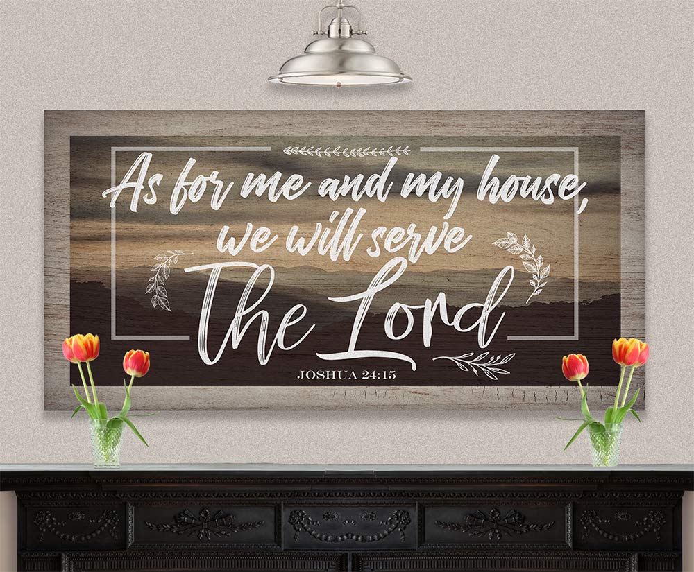 As For Me And My House, 12"x24" Canvas Wall Art (Printed on Canvas, Not Wood), Perfect Above a Couch and Decor, Great