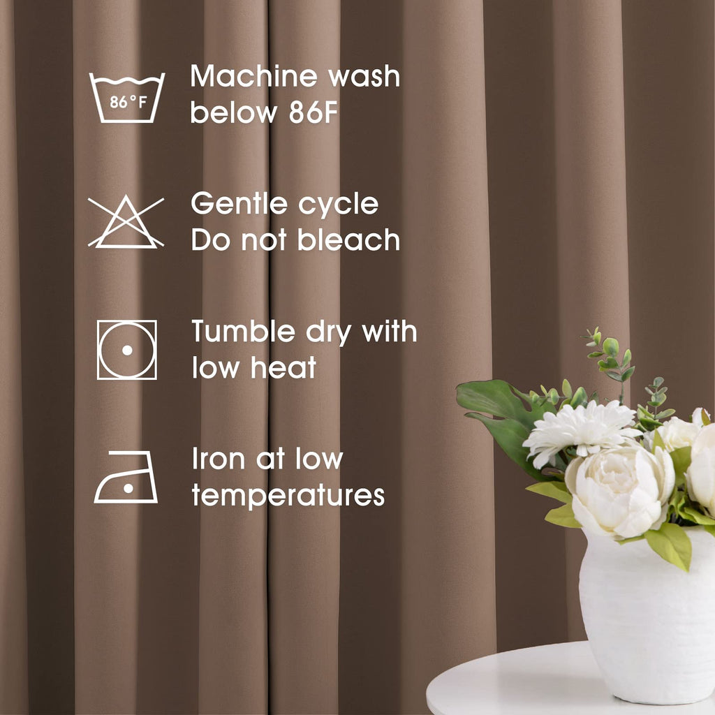 Blackout Curtains 52 X 84 Inch Long 2 Panels Set Cappuccino Room Darkening Curtains/Drapes, Thermal Grommet Taupe