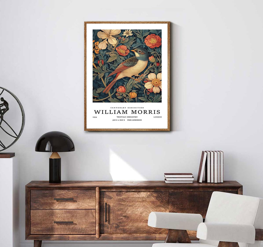 William Morris Bird and Sea Turtle Framed Wall Art, 2 Piece Set, 16x24