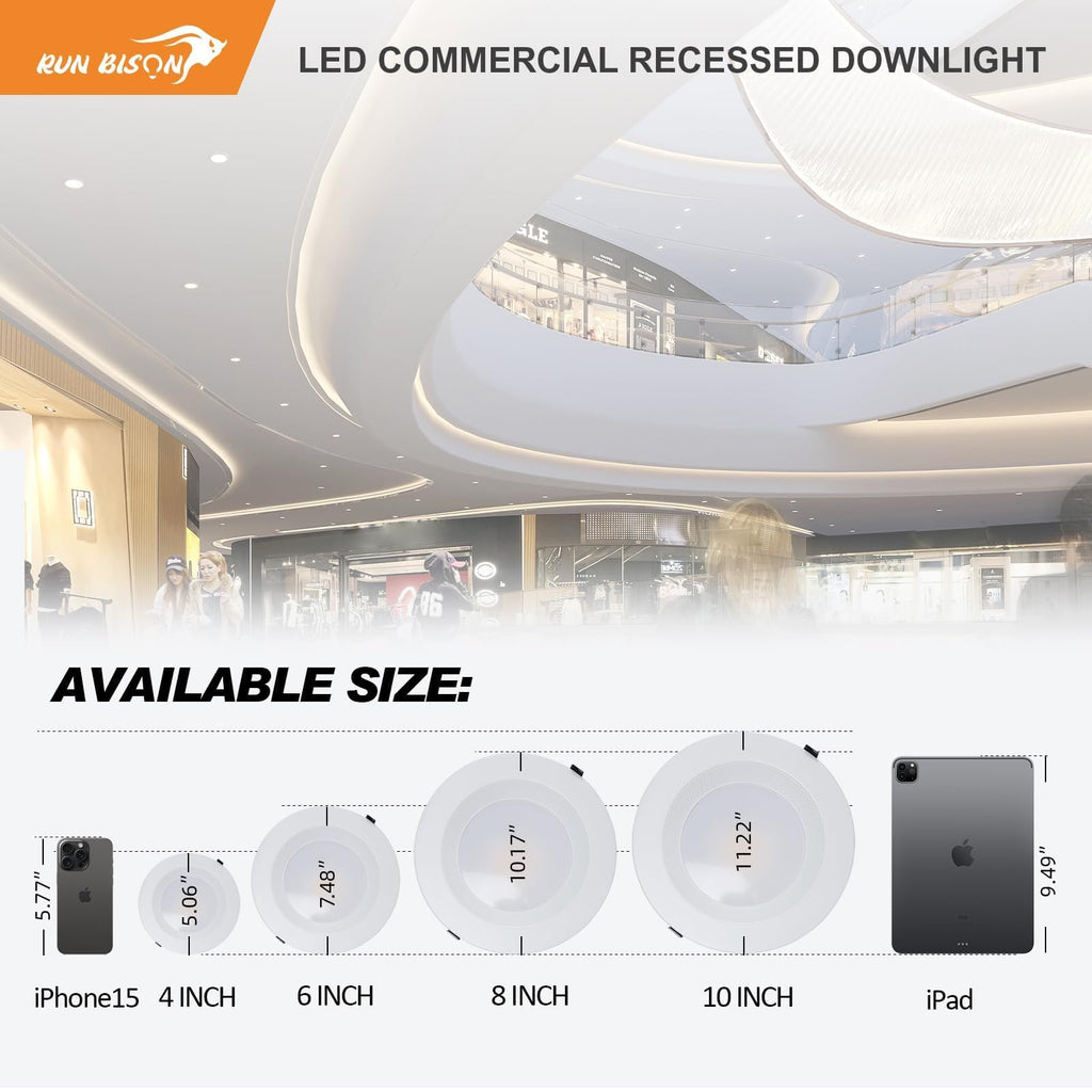 8 Inch Recessed LED Commercial Downlight with J-Box