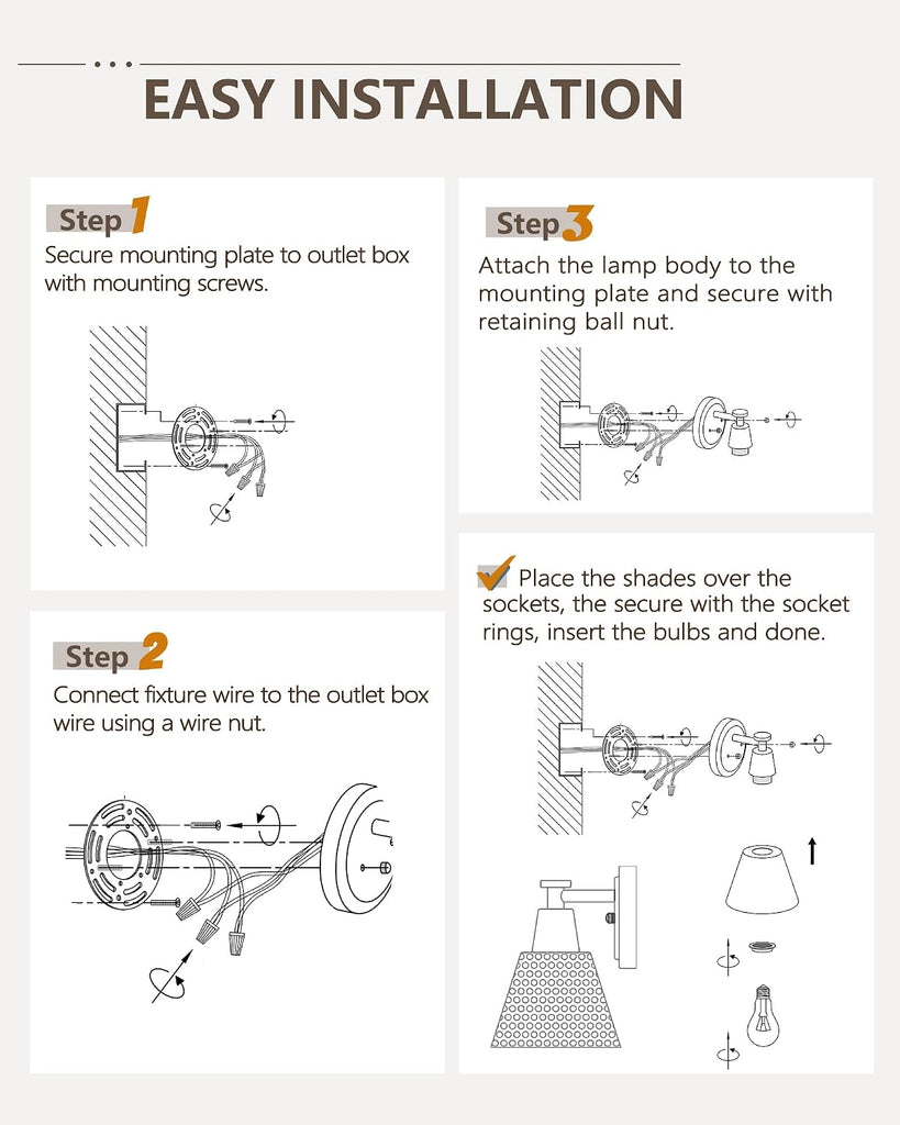 Wall Sconces Set of 2, 1-Light Matte Black Bathroom Light Fixtures, Modern Single Vanity Light Wall Lamp with