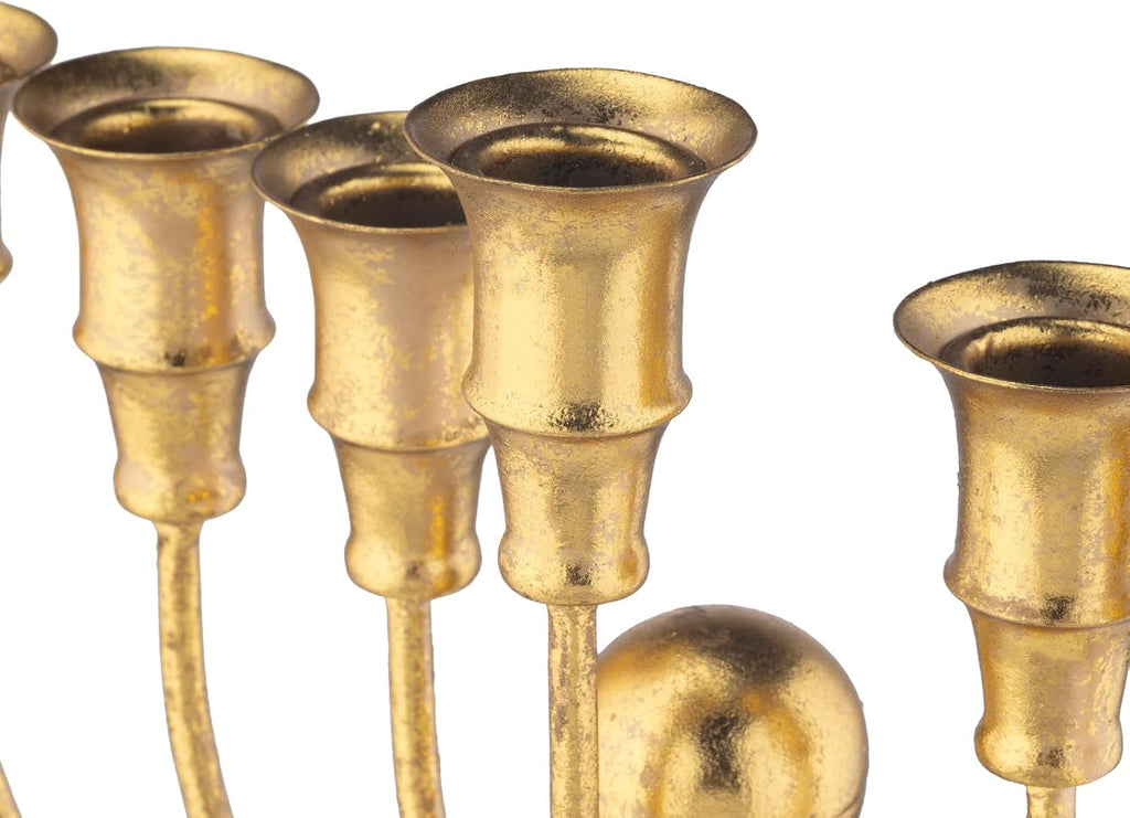 Hanukkah 7 Branch,Decorative Menorahs Candle Holder for Chanukah,7 Arm Candlestick Holder Ceremony Candlelight Set - Set of 3
