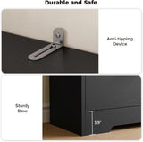 Bookshelf, 70.9 Inch Tall Bookcase, Black Book Shelf with Doors and 3 Drawers, 3-Tier Bookshelves with 6 Open Cubes