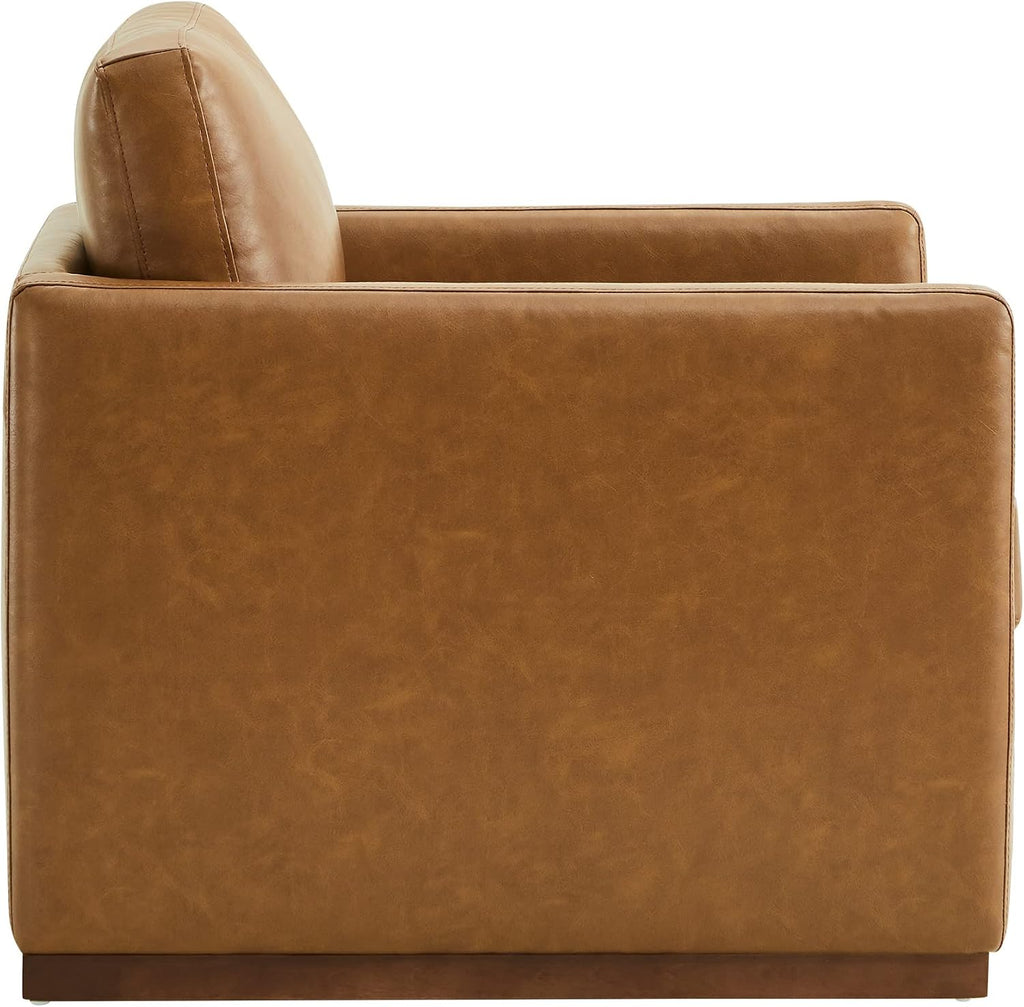 Faux Leather Swivel Accent Chair, Fully Assembled, Saddle Brown