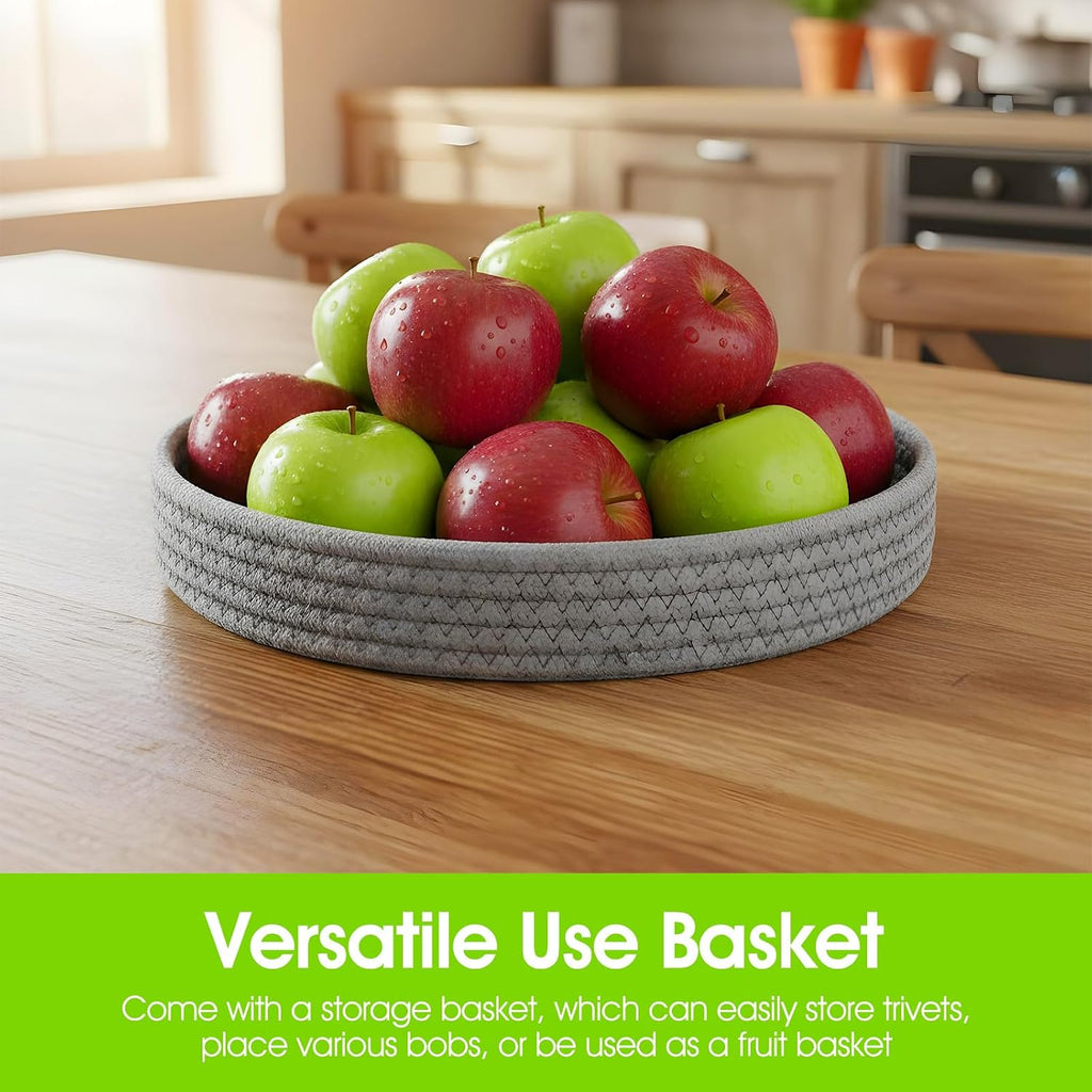 Inch Trivets for Hot Dishes, Extra Large Thick Heat Resistant Hot Pads, Cotton Pot Holders for Countertop - Set of 5